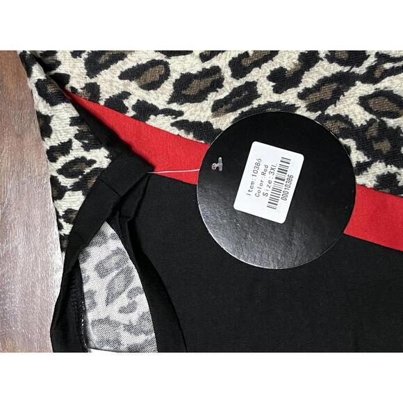Sunshine & Rodeos Leopard Print Red Trim Long Sleeve Top 3XL - Picture 3 of 7